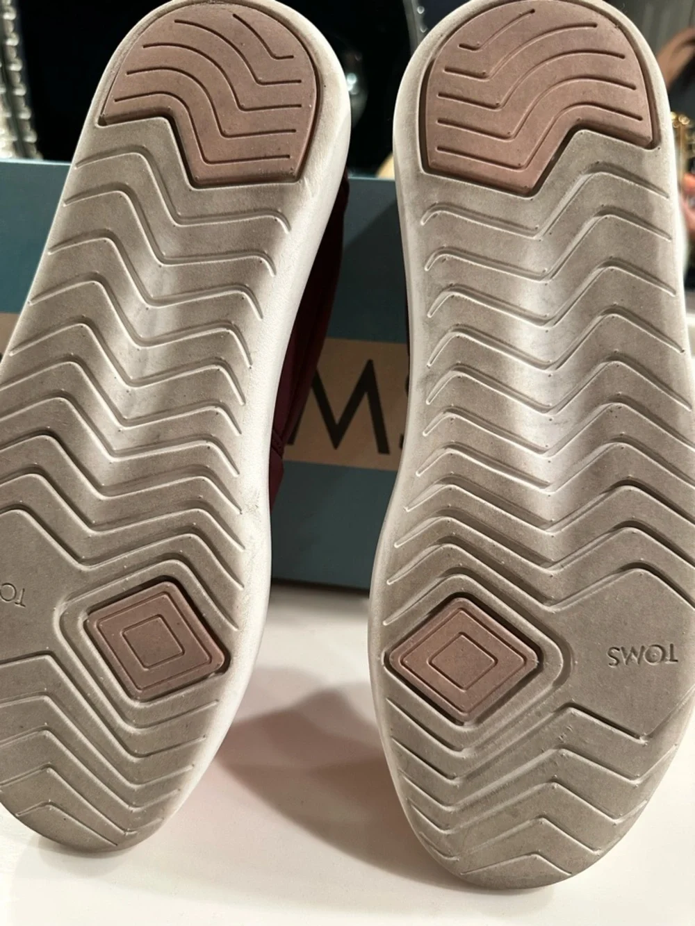 TOMS Women’s Quilted Slip-On Moccasins — Burgundy, Orange, Red & Pink - Picture 3 of 6